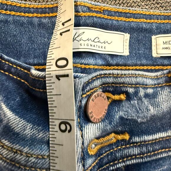 KanCan Mid Rise Ankle Skinny Frayed Hem Jeans - Picture 6 of 7